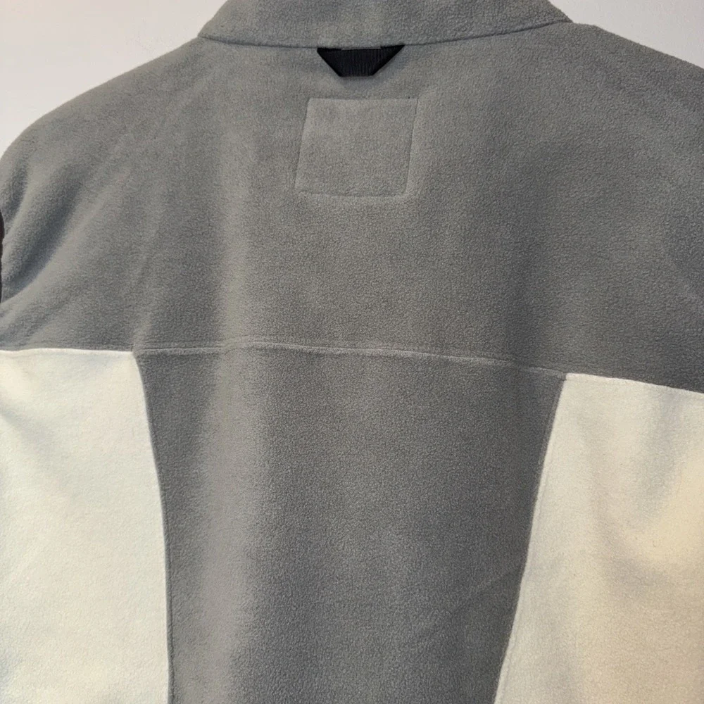 North Face Men Fleece Vest Large Lightweight Color Block Gray White 90's Zip‎